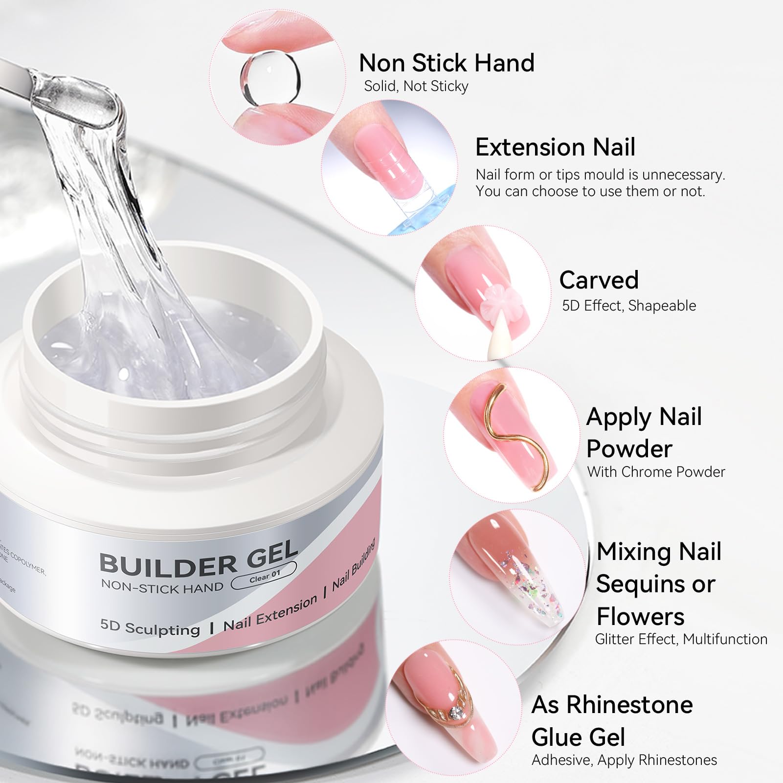 Born Pretty builder gel texture showing non-sticky consistency