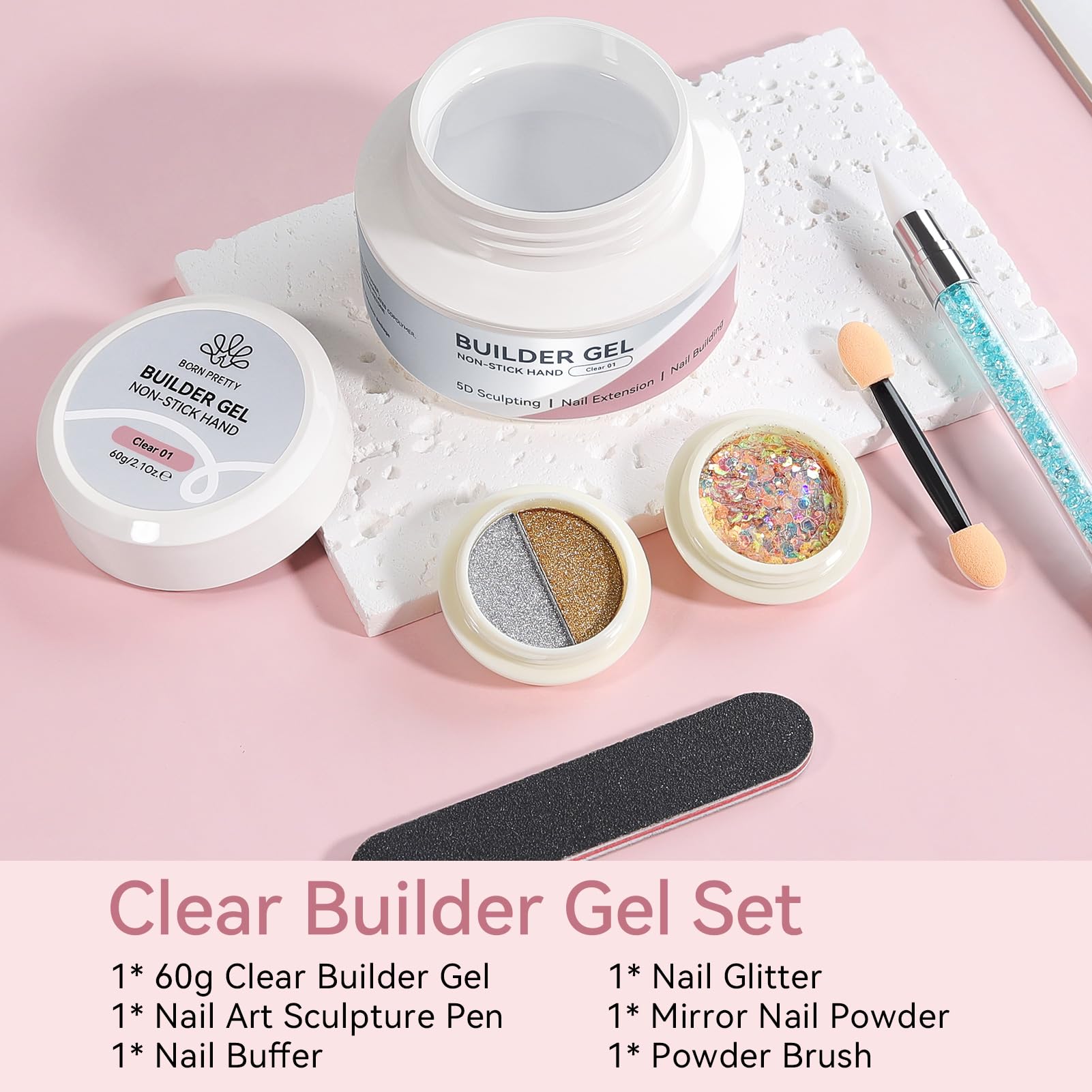Close up of 60g Born Pretty builder gel packaging