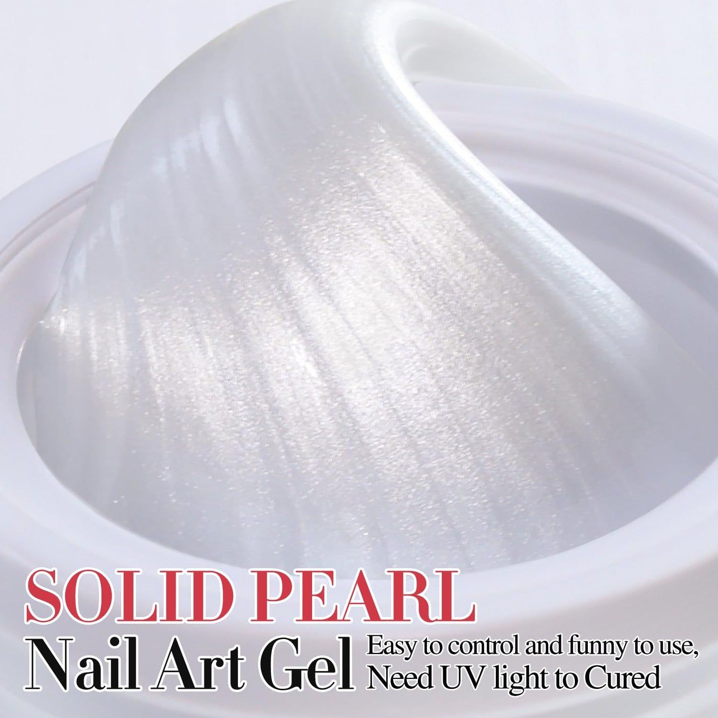 Hand model showing 3D nail art created with pearl sculpting gel