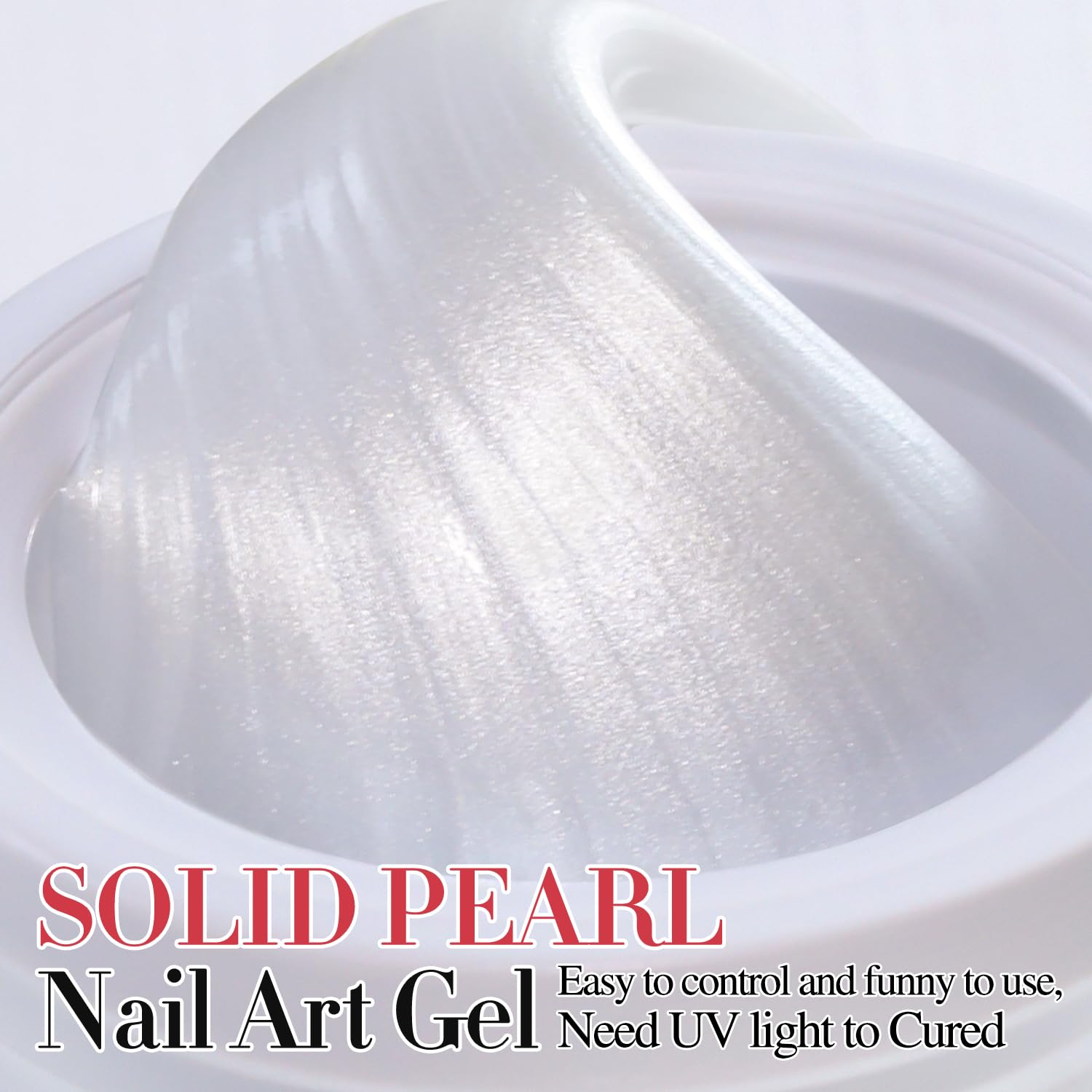 Hand model showing 3D nail art created with pearl sculpting gel