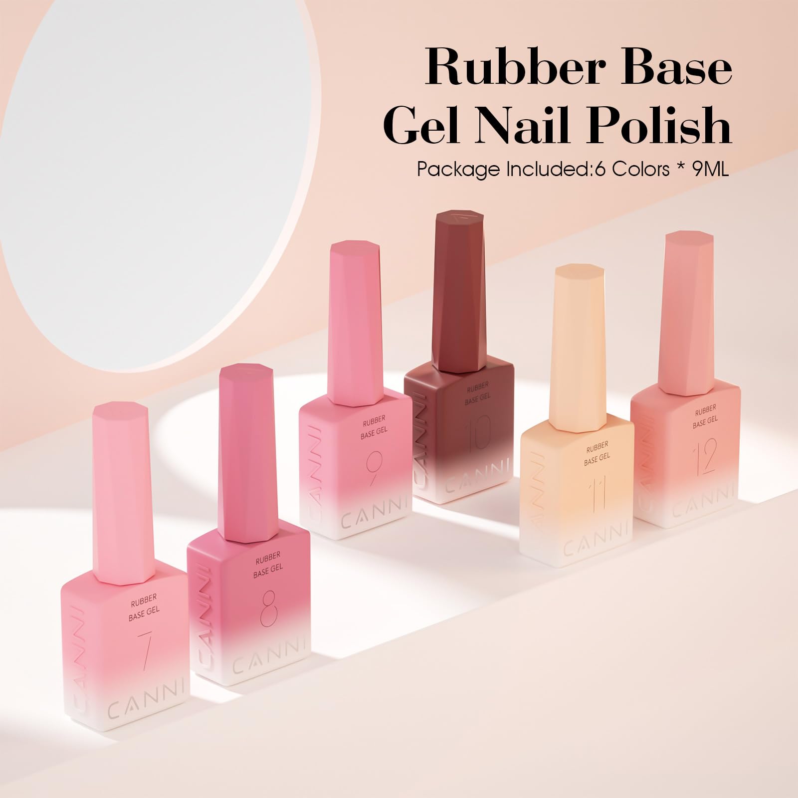 Canni pink and nude rubber base gel bottles