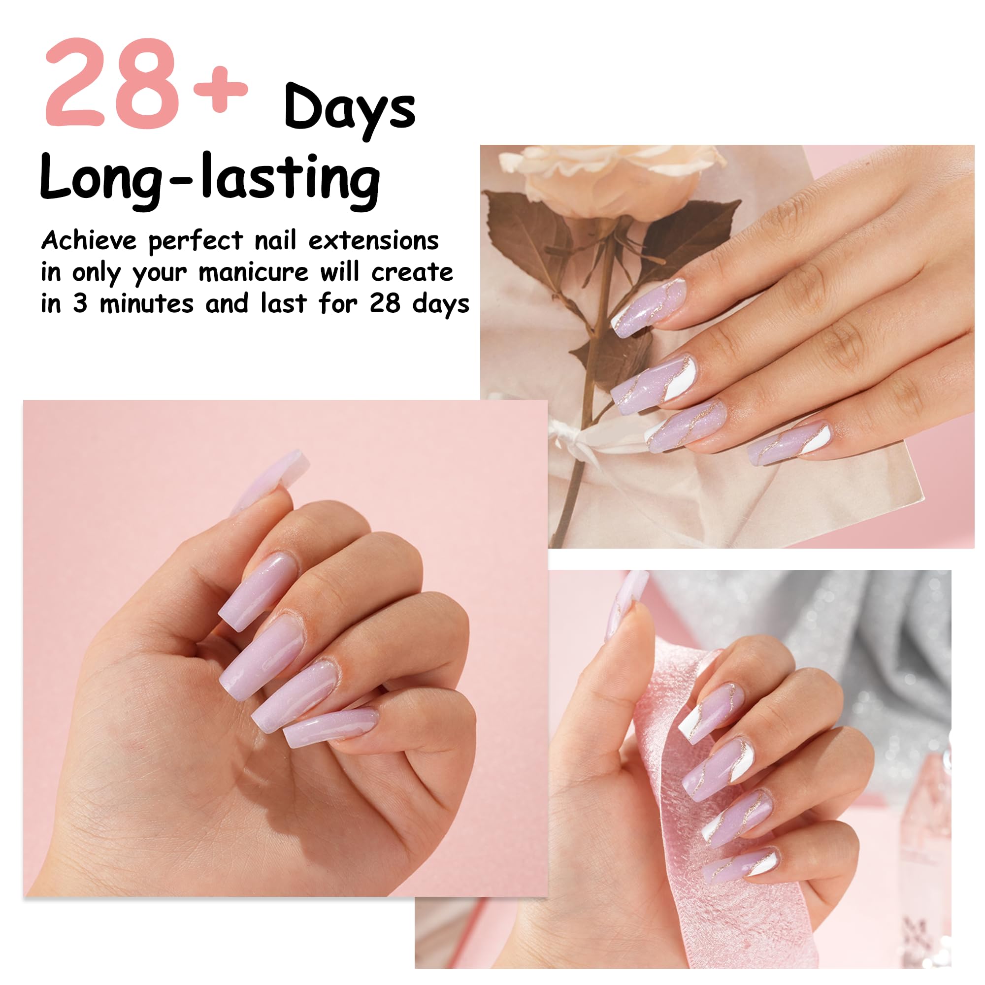 60 gram tube of Aokitec pink glitter nail extension gel
