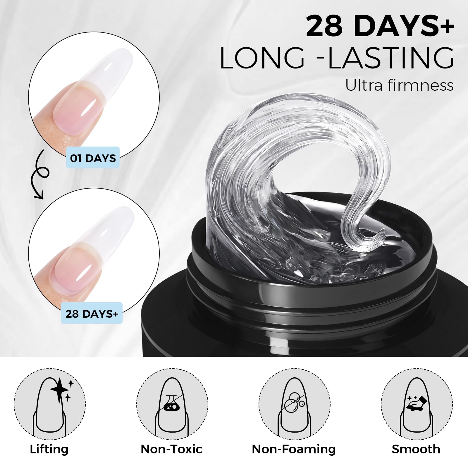 Clear solid builder gel for professional nail art