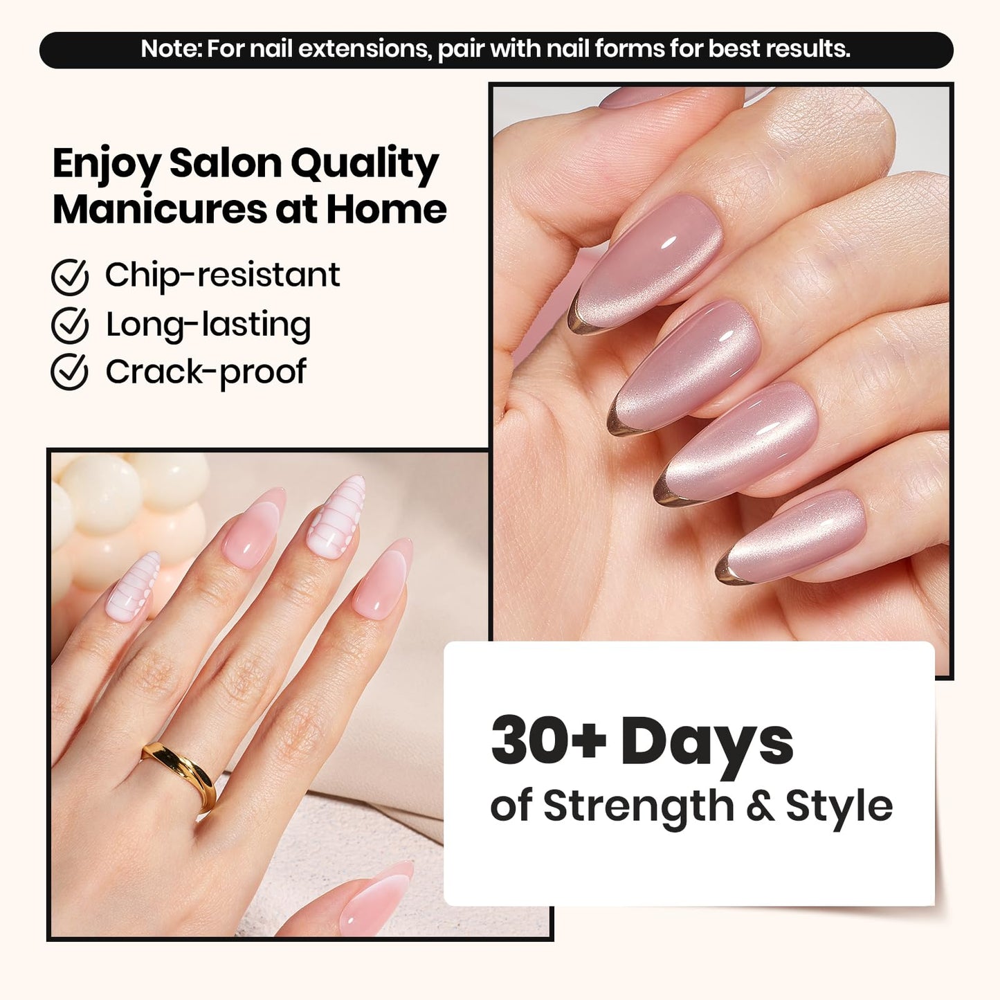Beetles builder gel applied on natural nails for strengthening