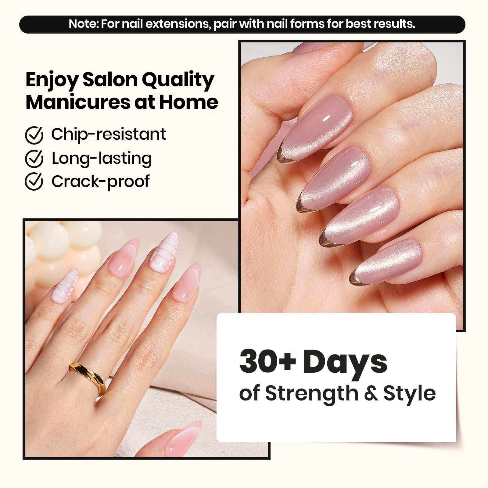 Beetles builder gel applied on natural nails for strengthening
