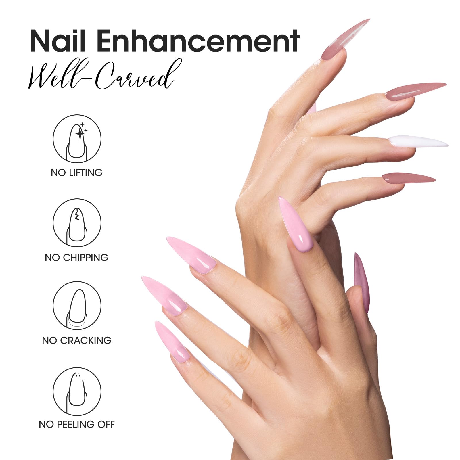 Nude and pink shades of Gellen builder nail gel