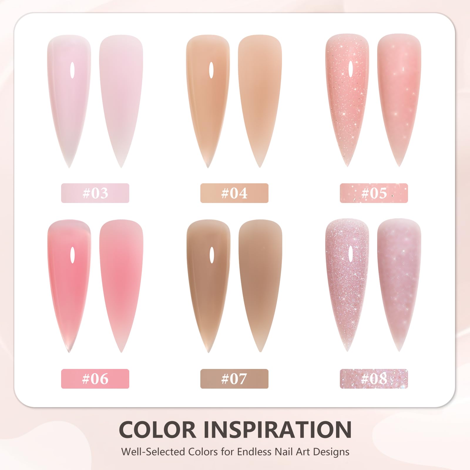 Close up of poly nail gel kit tubes for manicure