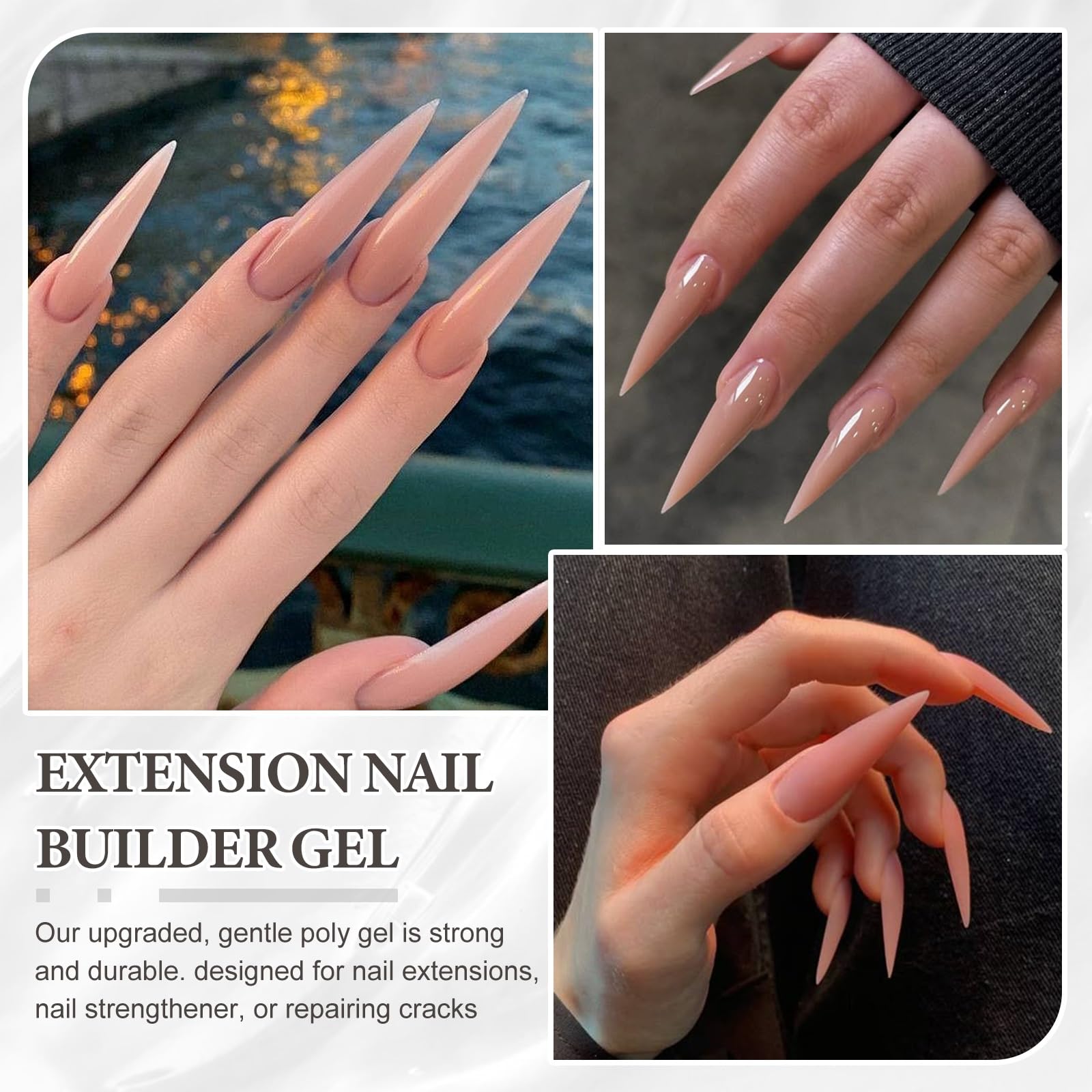 Diy nail extension set with brush and builder gel tubes