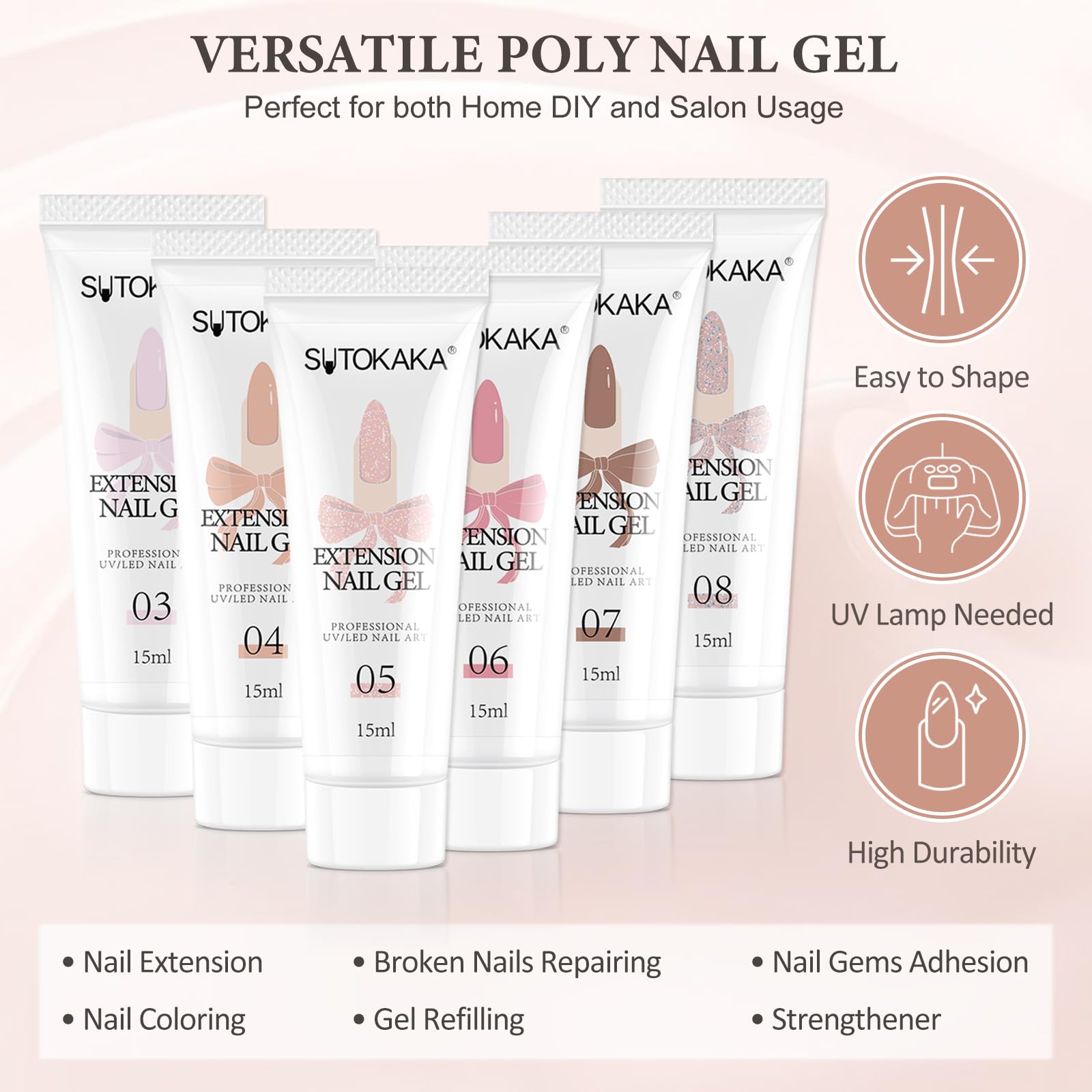 Professional quality poly nail gel extension kit packaging