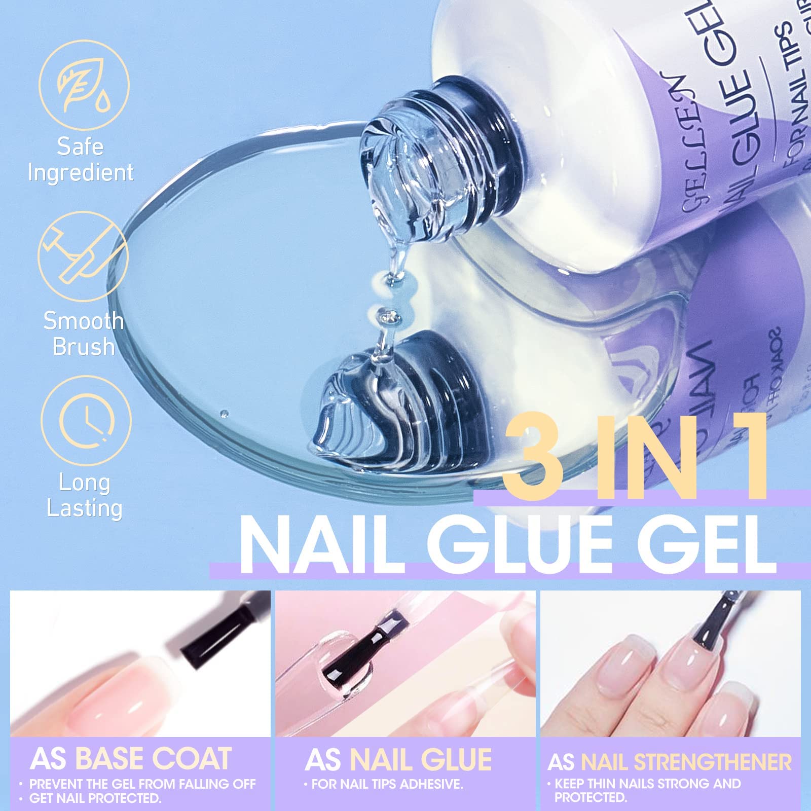 Close up of 3-in-1 glue gel for extensions