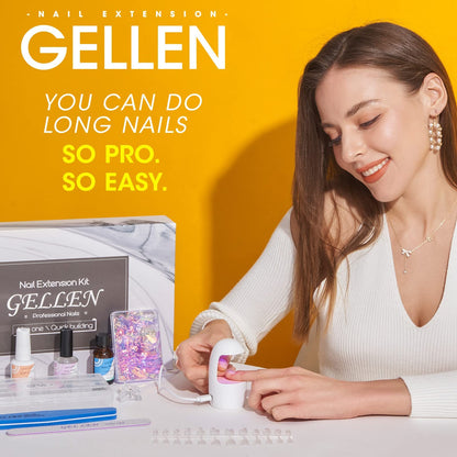 Gellen nail extension kit components arranged