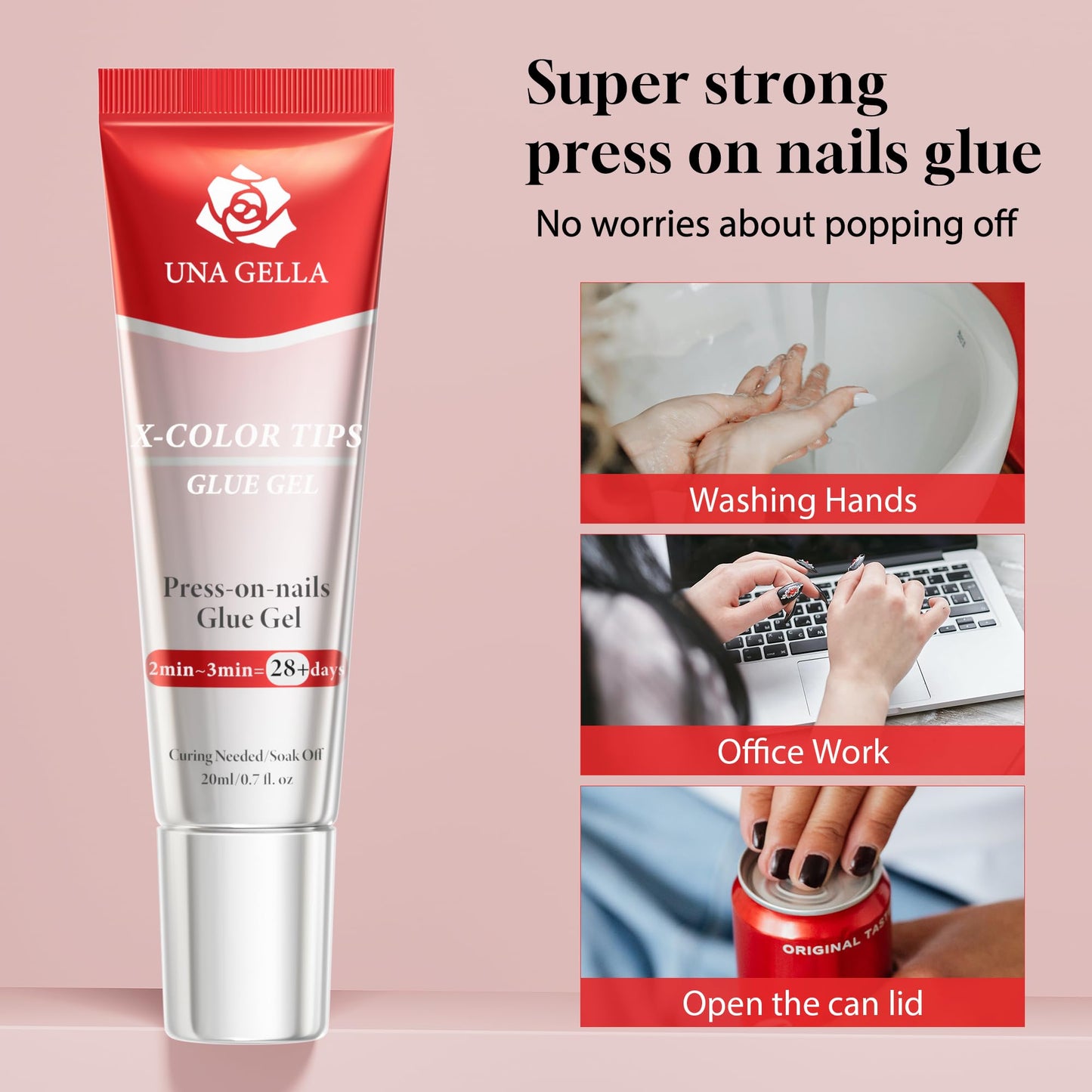 Una Gella 20ml nail glue bottle texture and consistency