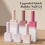Canni 6 color nude soft peach pink gel bottles overhead layout