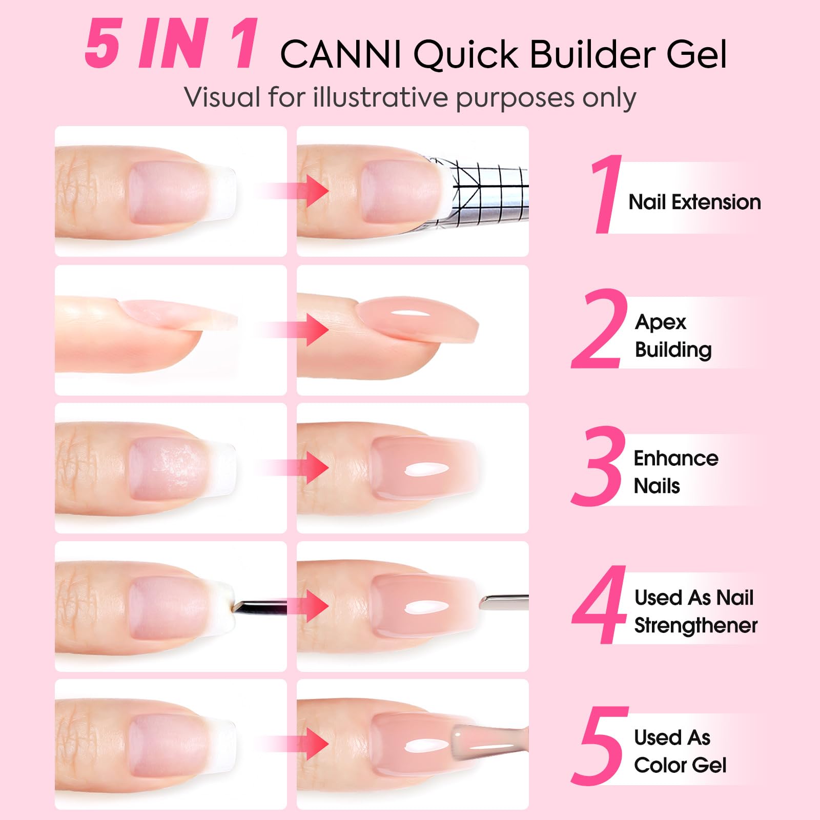 Nude and pink shades of Canni builder gel polish