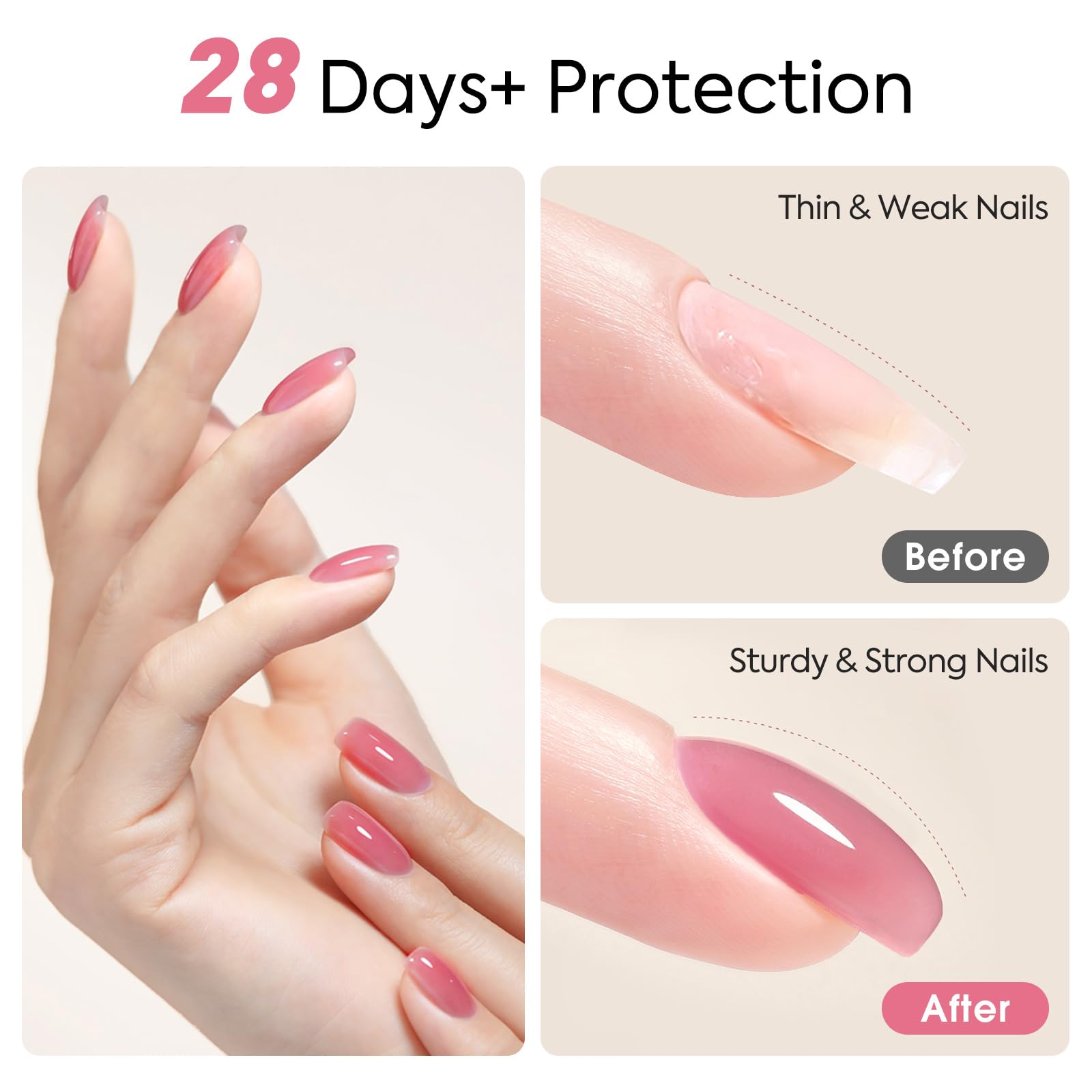 Six piece Canni gel set in soft peach and nude colors