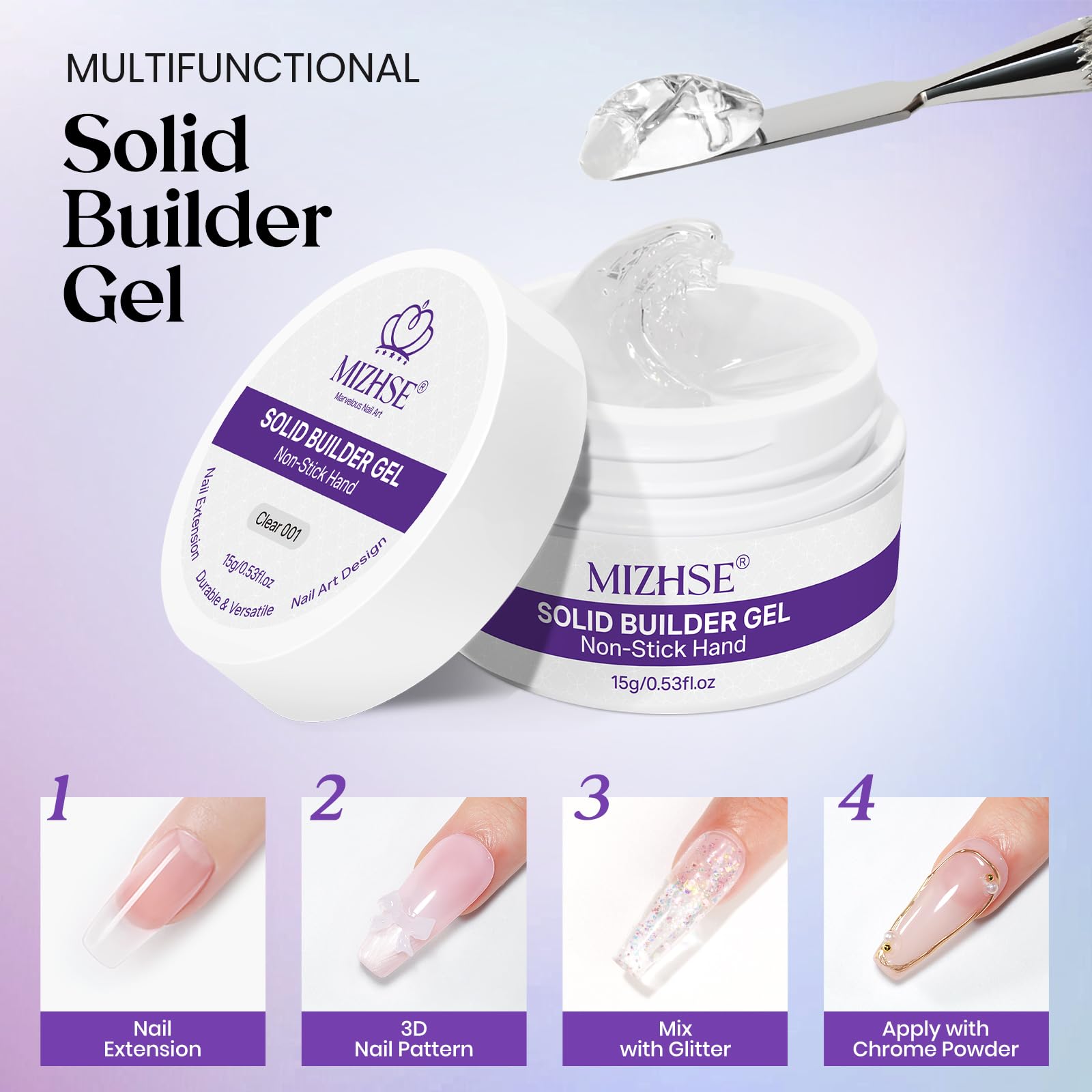 Clear and white solid hard gel texture for nail art