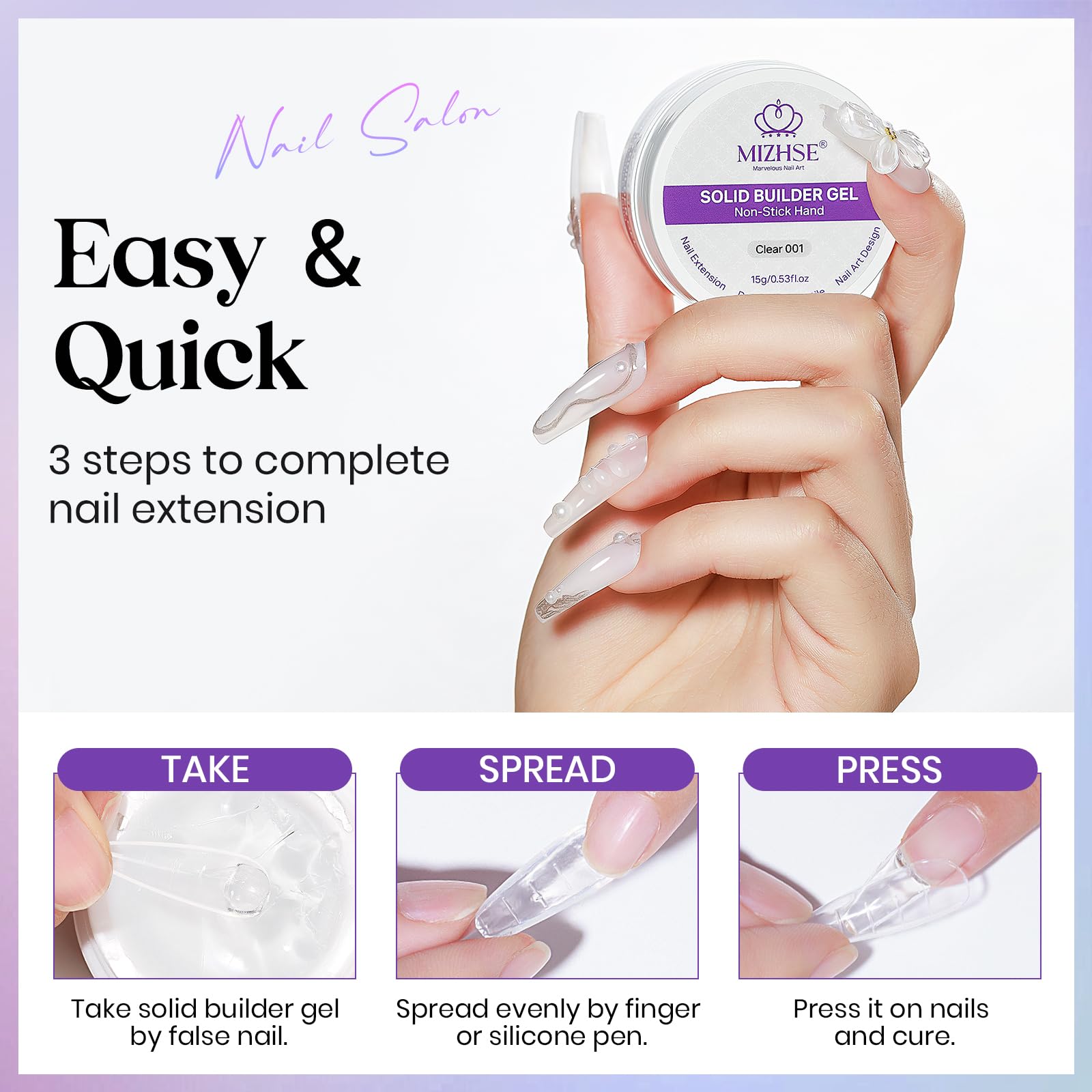 Dual ended silicone pen for Mizhse builder gel application