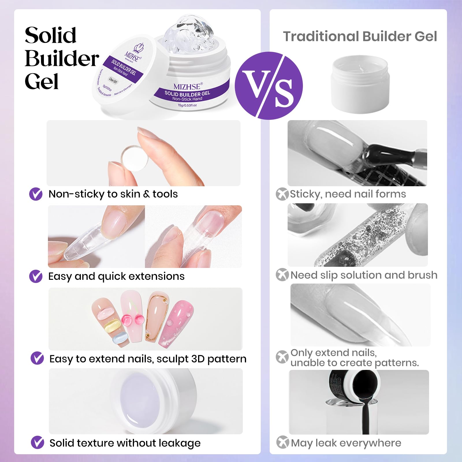 Nail extension kit with clear and white hard gels