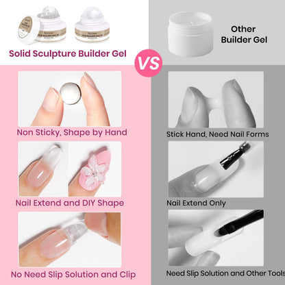 Open pots of Bevimee clear and white builder gel showing solid texture