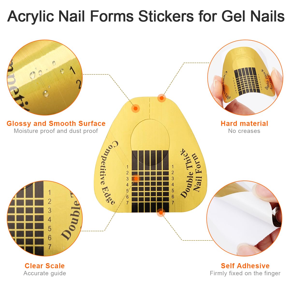 Ahier gold horseshoe nail extension sticker guide