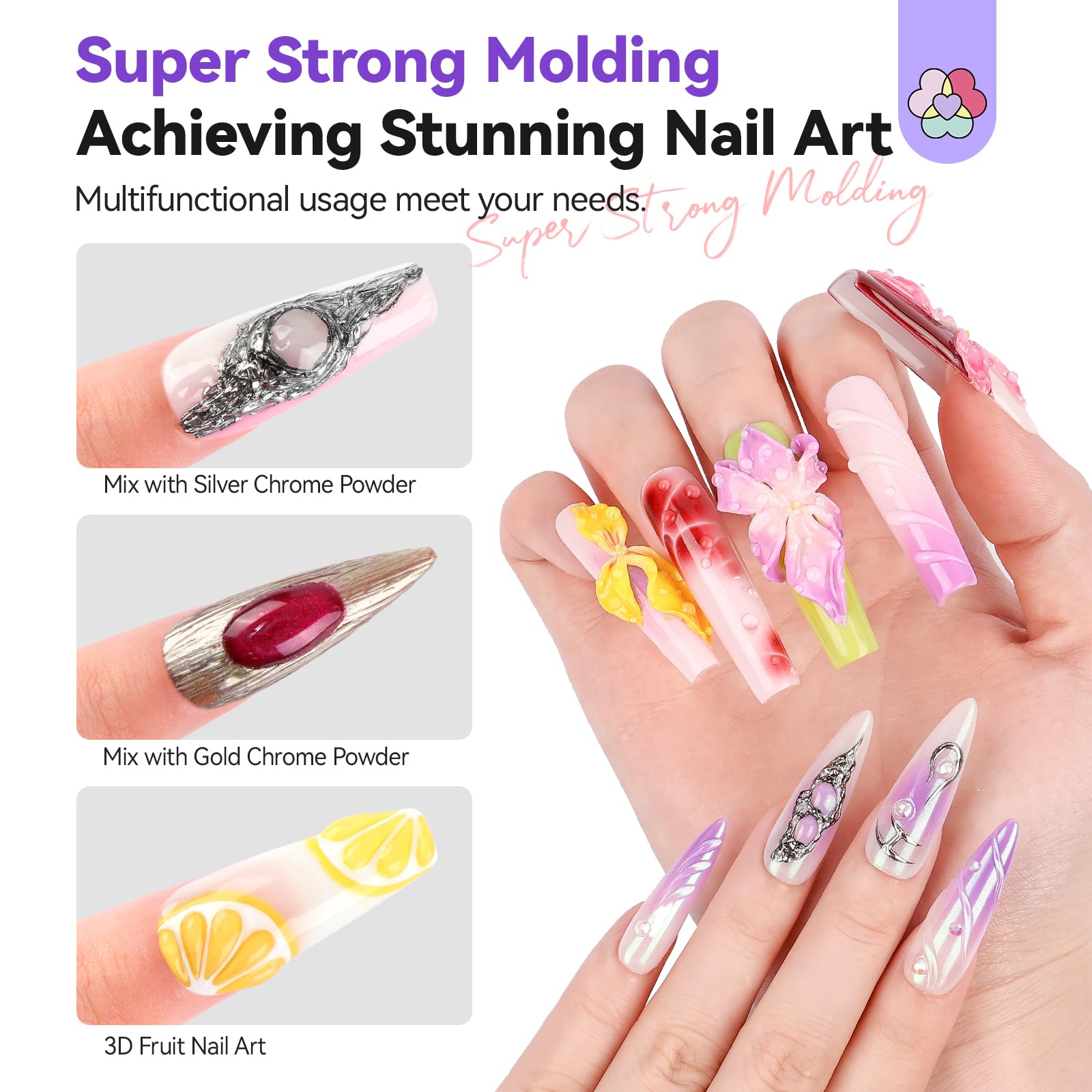 Saviland sculpting gel applied on fingernail for 3D art