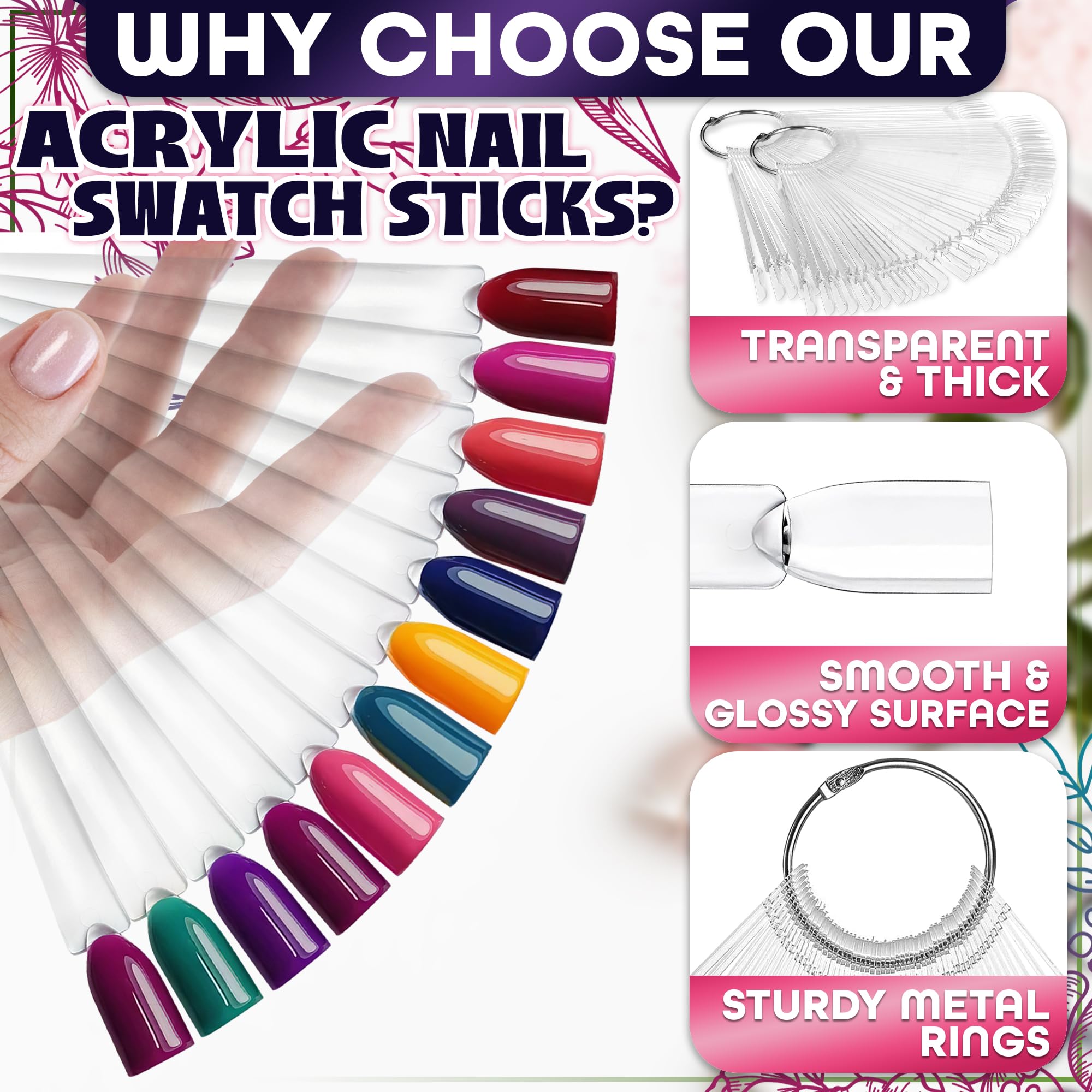 Close up of clear nail polish display sticks for gel art