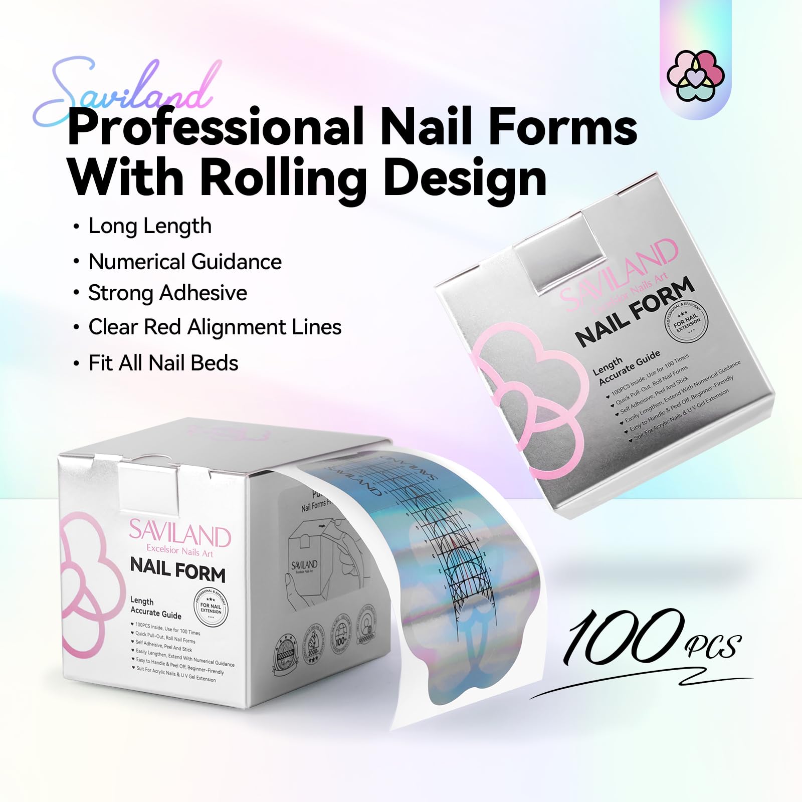 Saviland nail forms roll showing adhesive backing