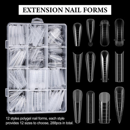 Sutokaka nail extension kit dual forms in various sizes.