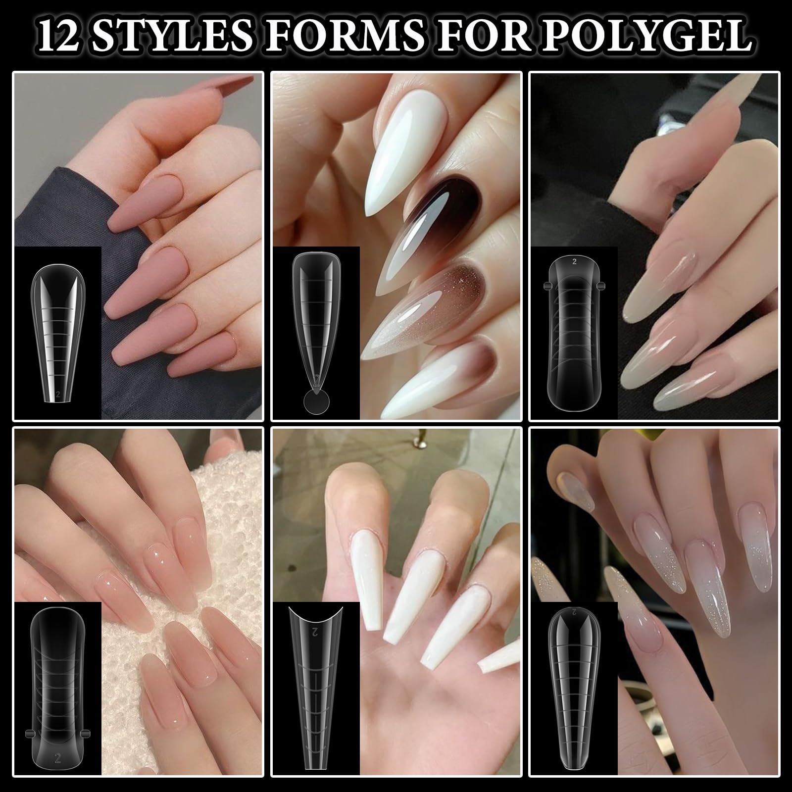 Sutokaka nail clips for securing polygel extensions.