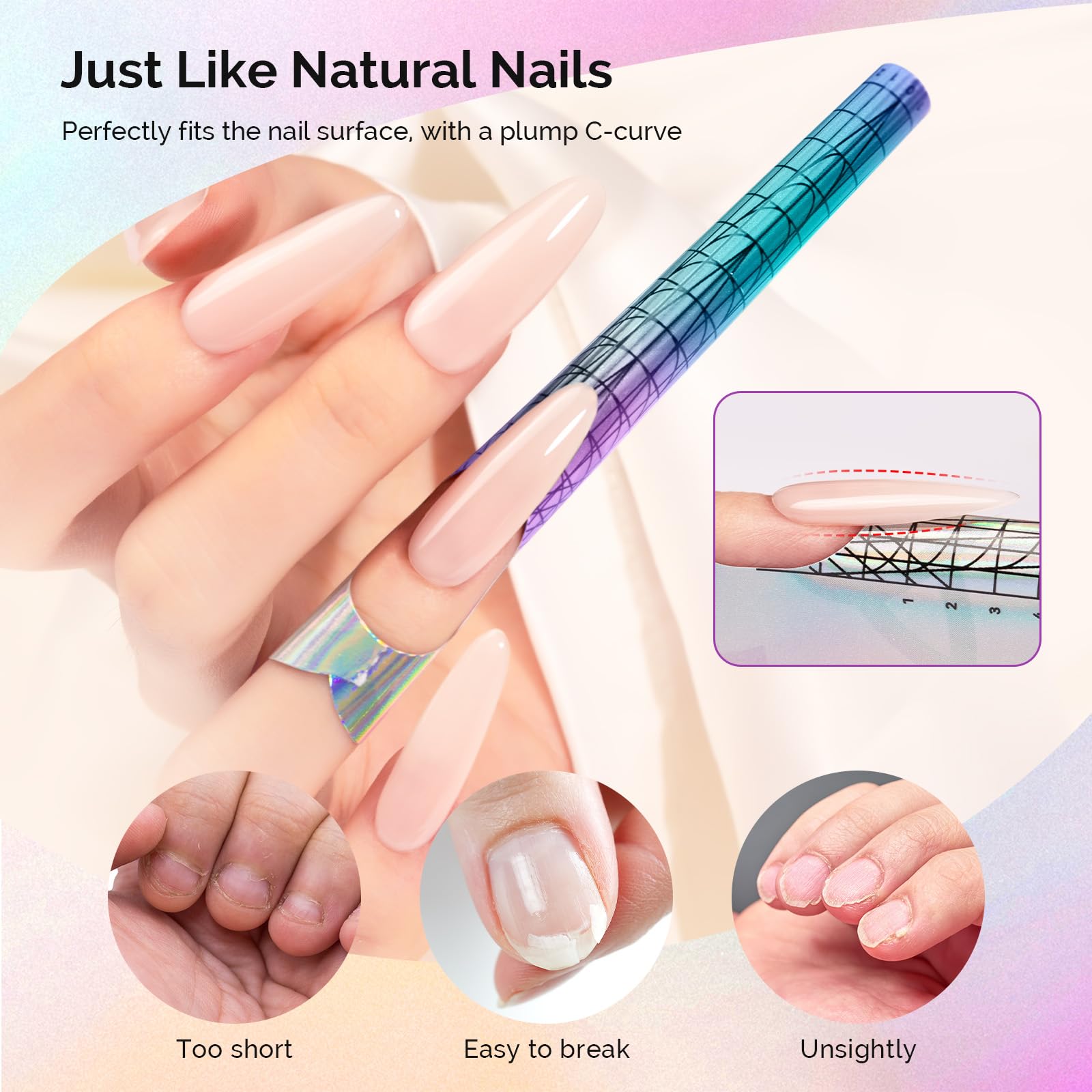 Close up of MelodySusie nail extension form grid markings