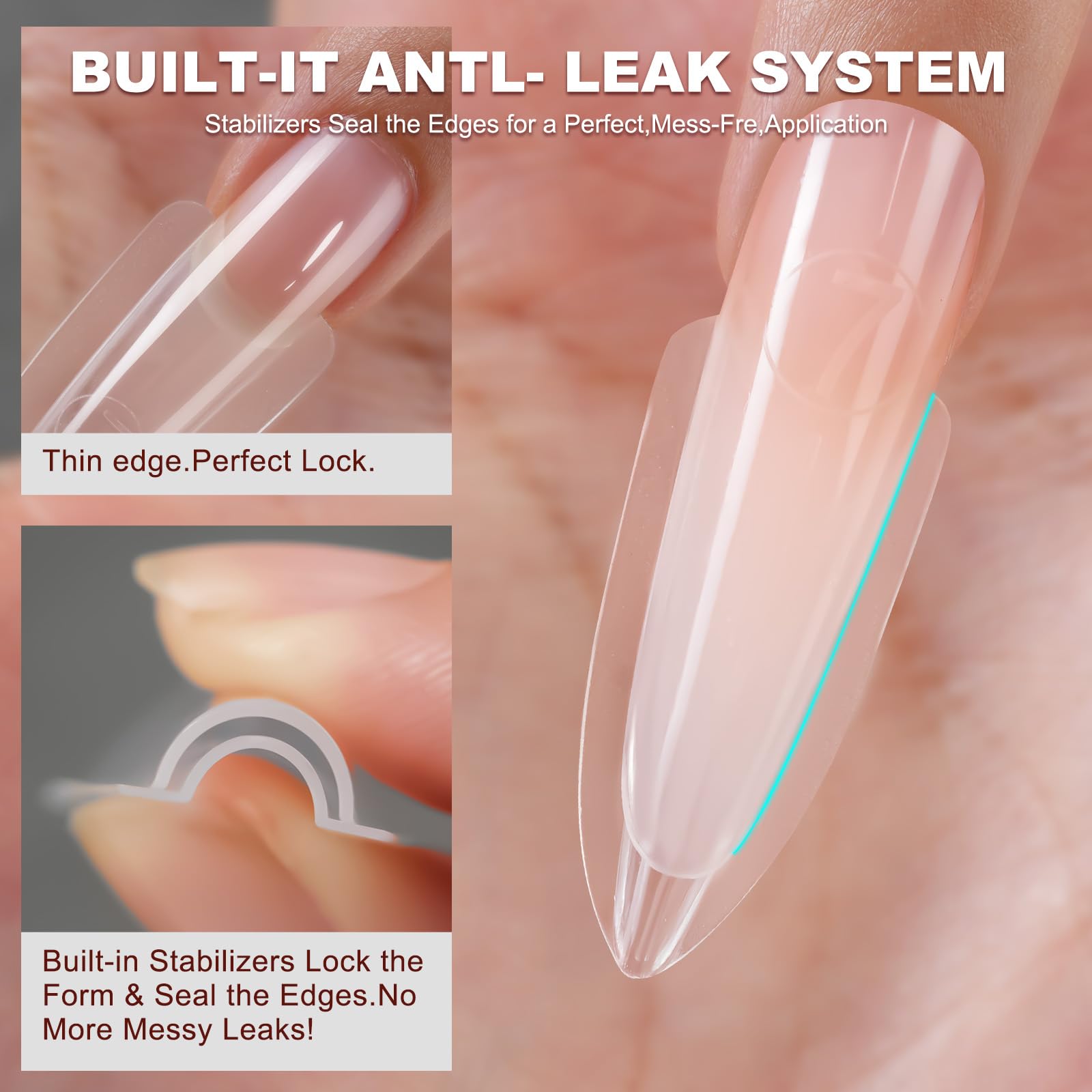 Assorted sizes of Tucepu almond nail extension molds