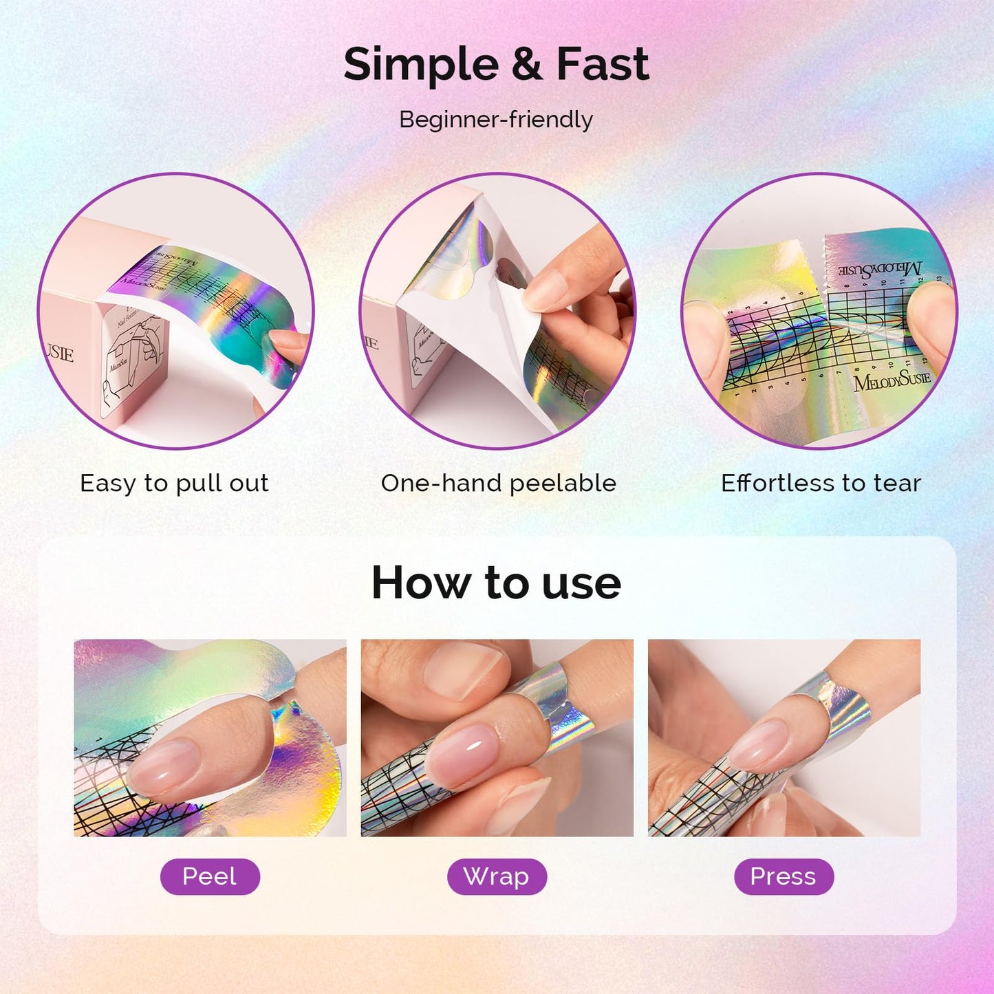 Pack of 100 MelodySusie nail extension stickers for salon use