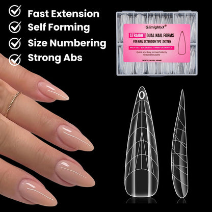 Side profile of flat nail forms for polygel extensions
