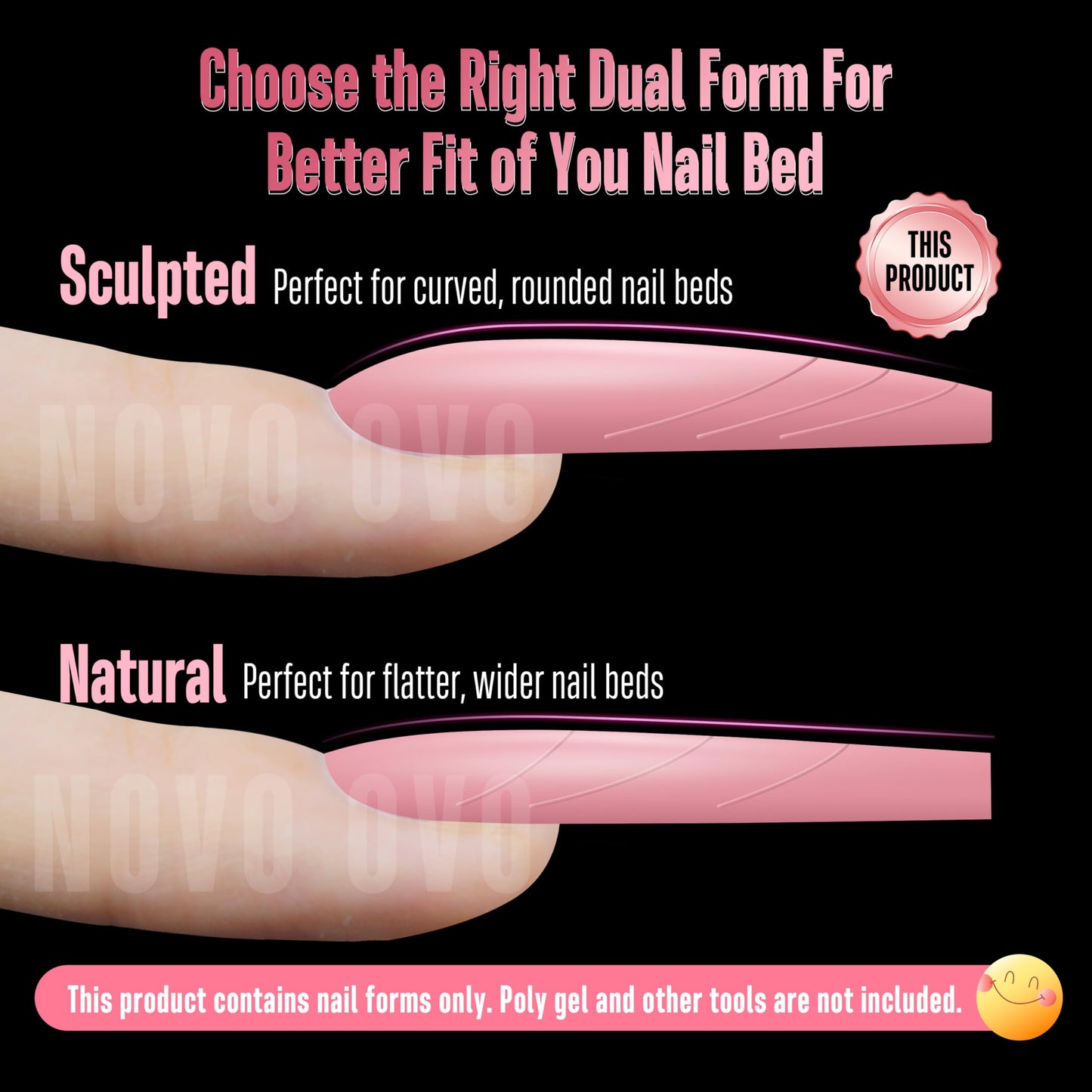 Assorted sizes of Novo Ovo reusable poly gel dual forms