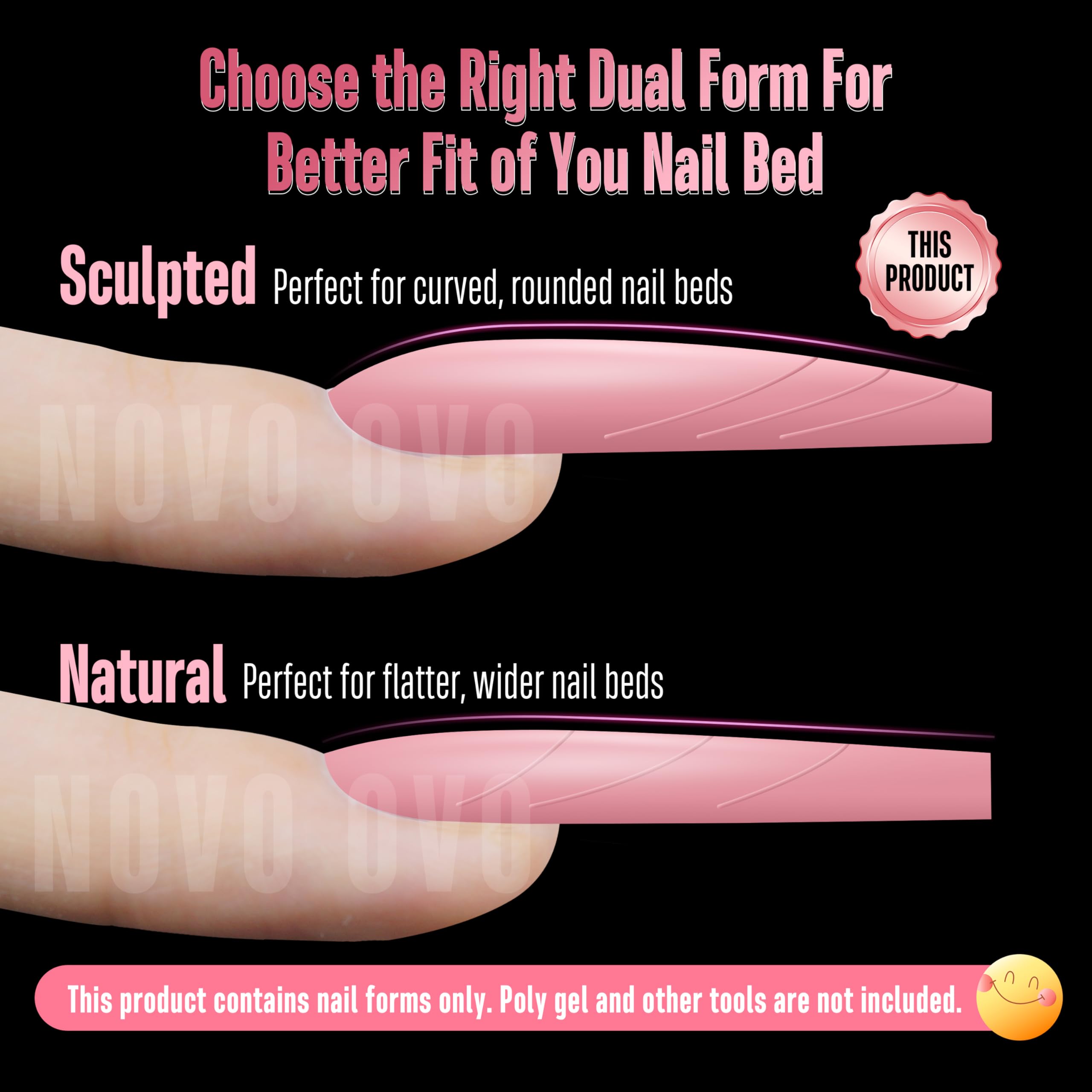 Assorted sizes of Novo Ovo reusable poly gel dual forms
