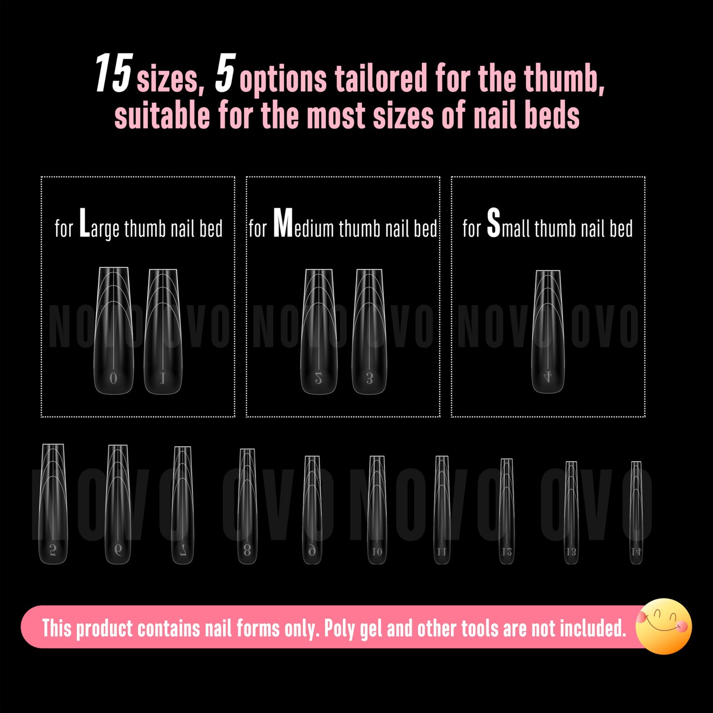 Clear view of Novo Ovo tapered square nail mold shape
