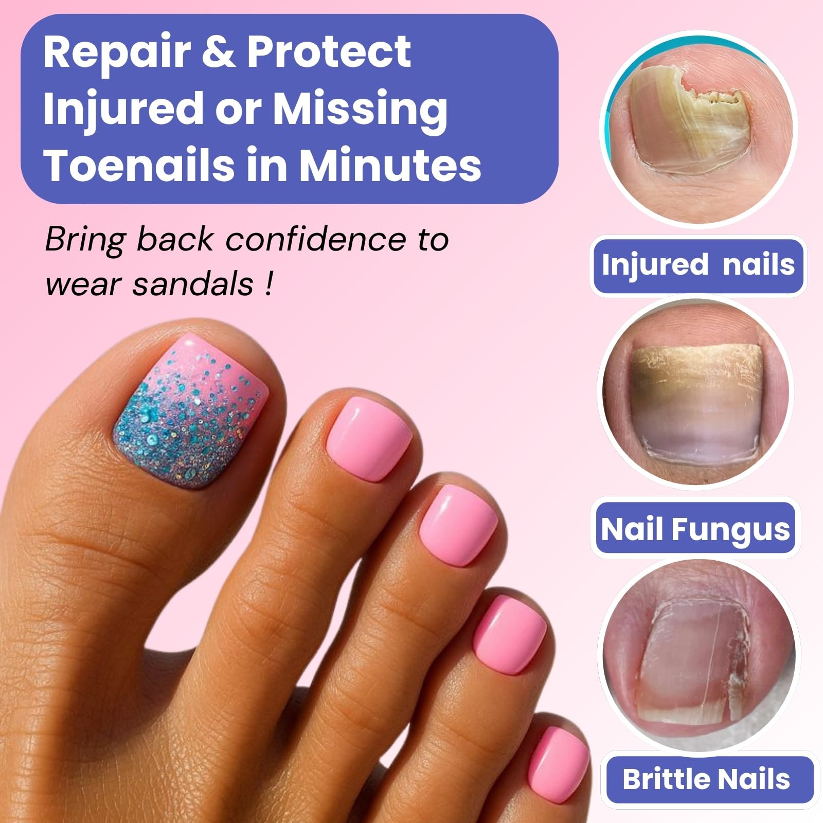 Sixteen sizes of reusable polygel toe forms organized