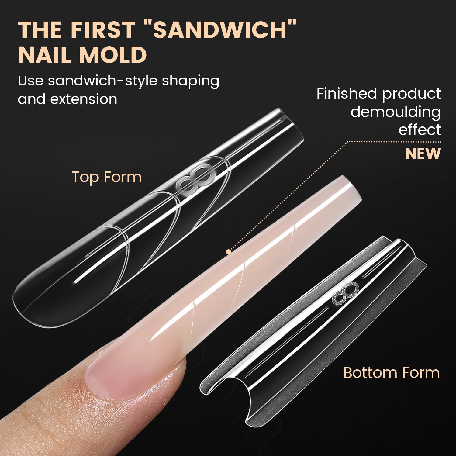 Assorted sizes of My Colors sandwich nail extension molds