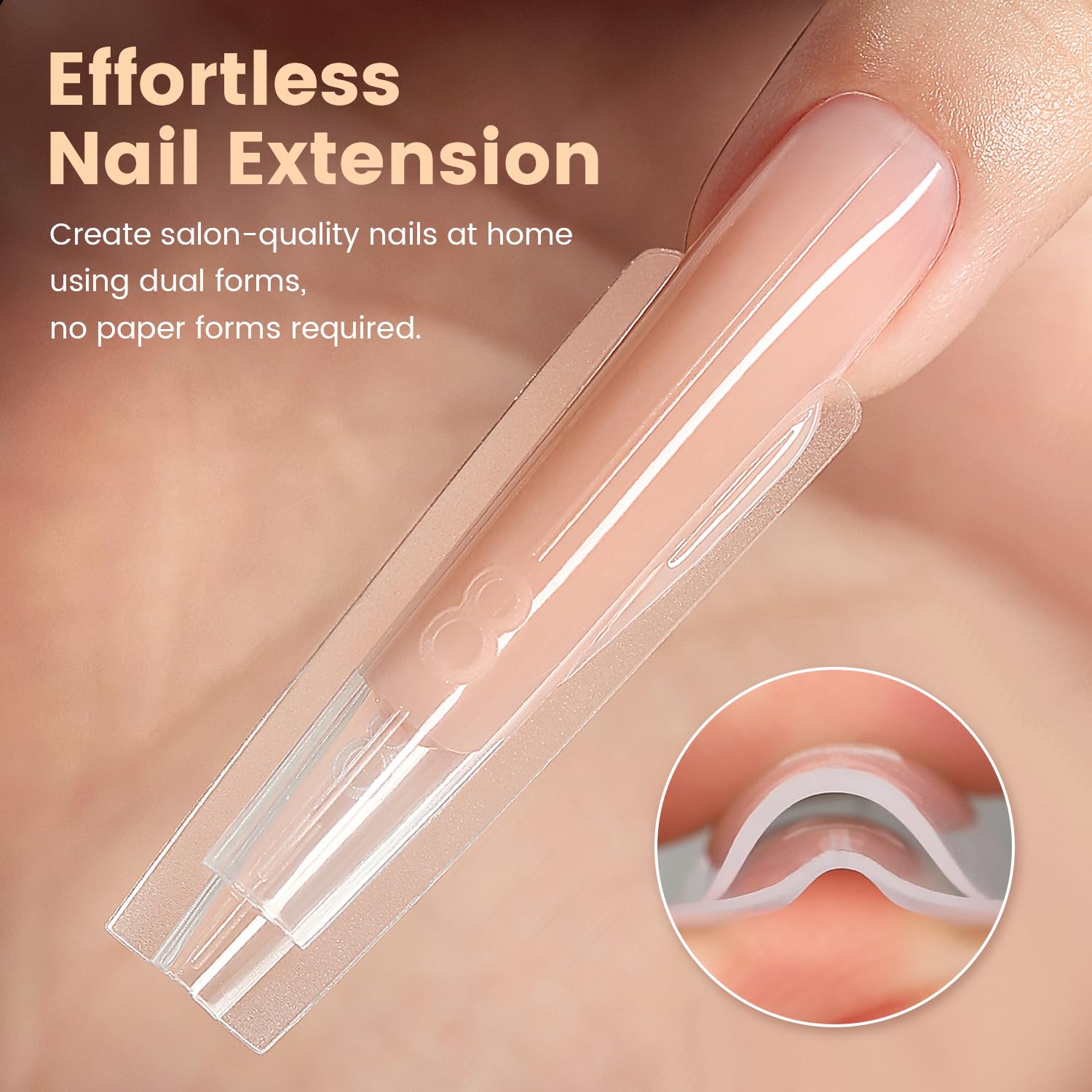 Long coffin shape display of nail dual forms