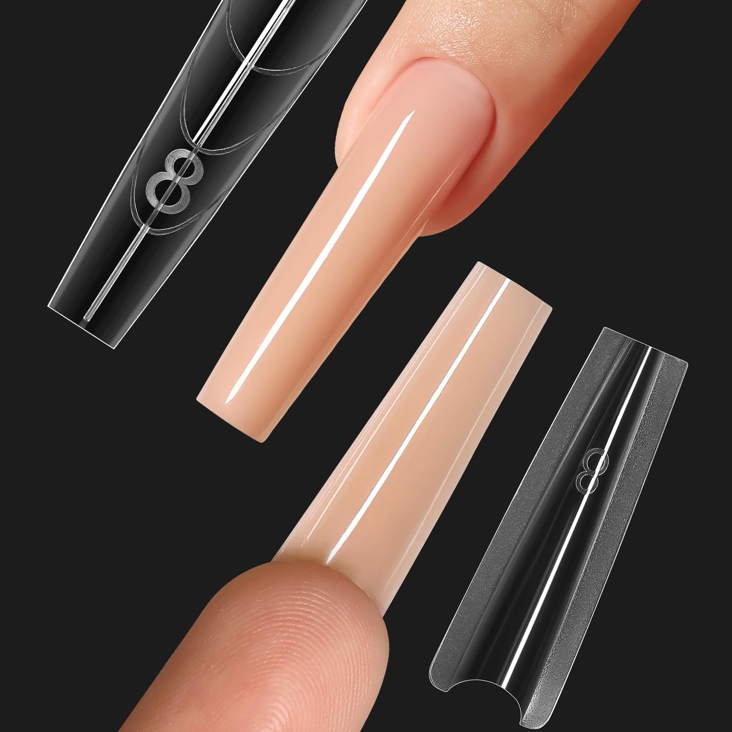 Detailed view of nail mold guide lines for DIY nails