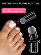 Close up of 120 piece poly gel dual forms for toes