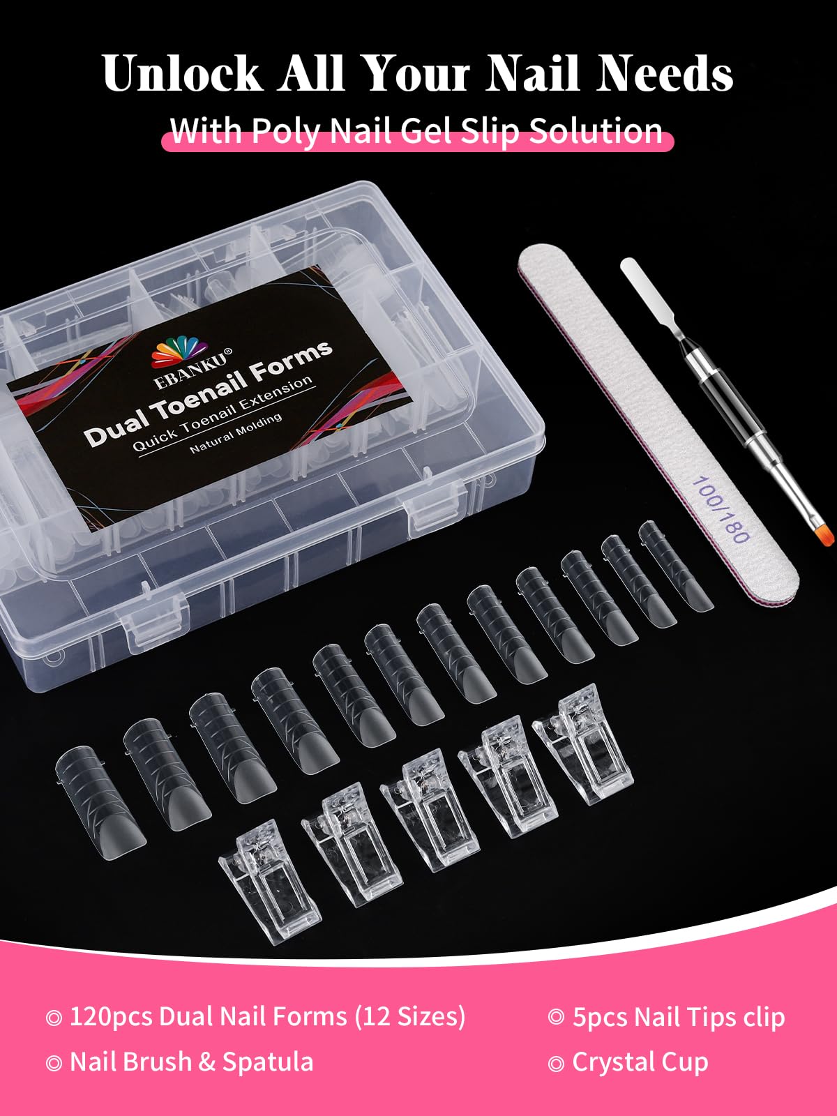 Applying poly gel to toenail using Ebanku dual forms