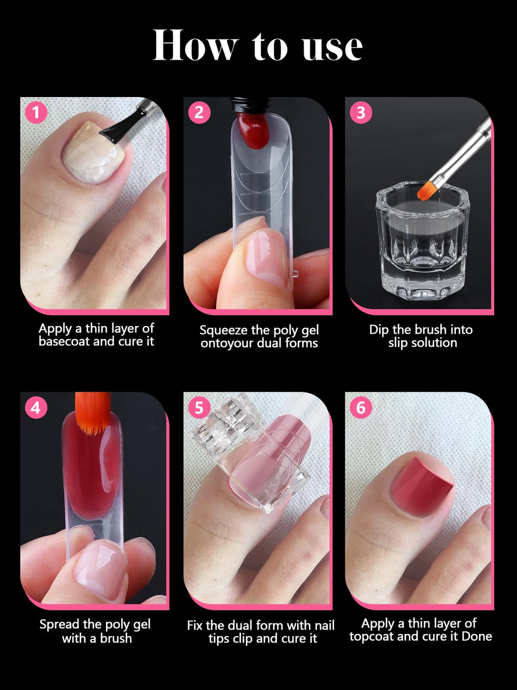 Finished toenail extension using Ebanku reusable nail forms