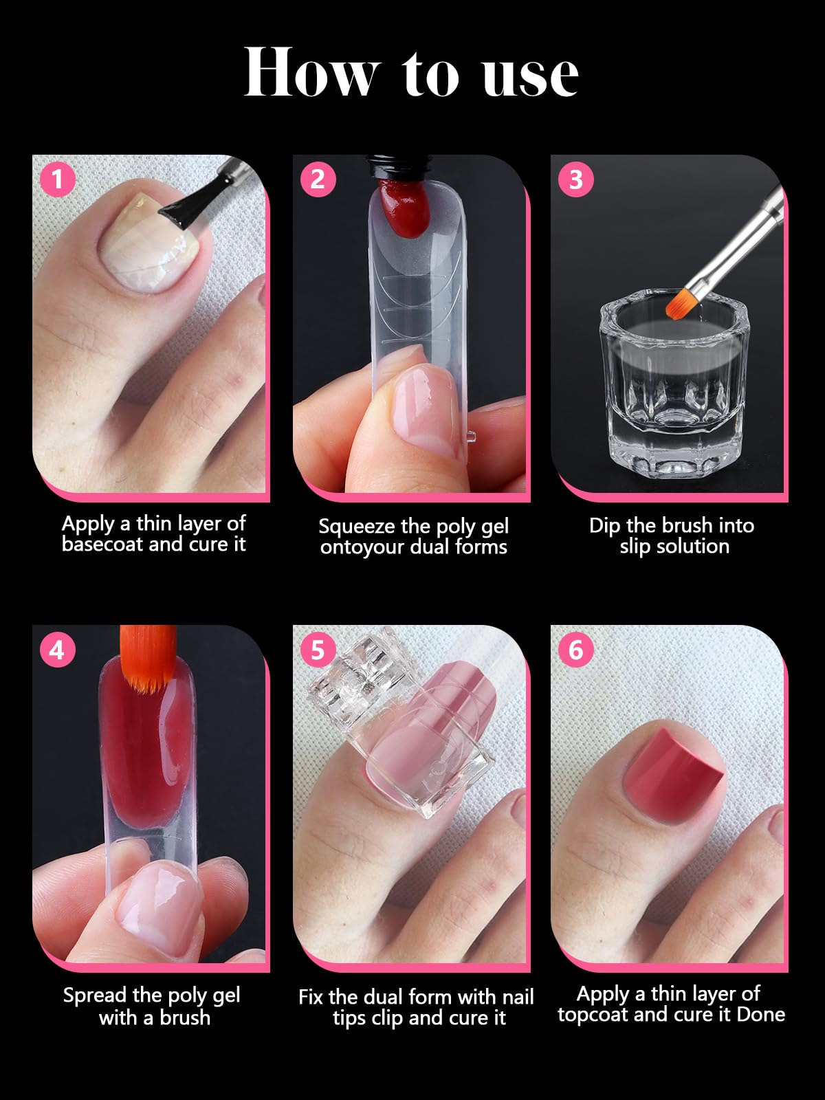Finished toenail extension using Ebanku reusable nail forms