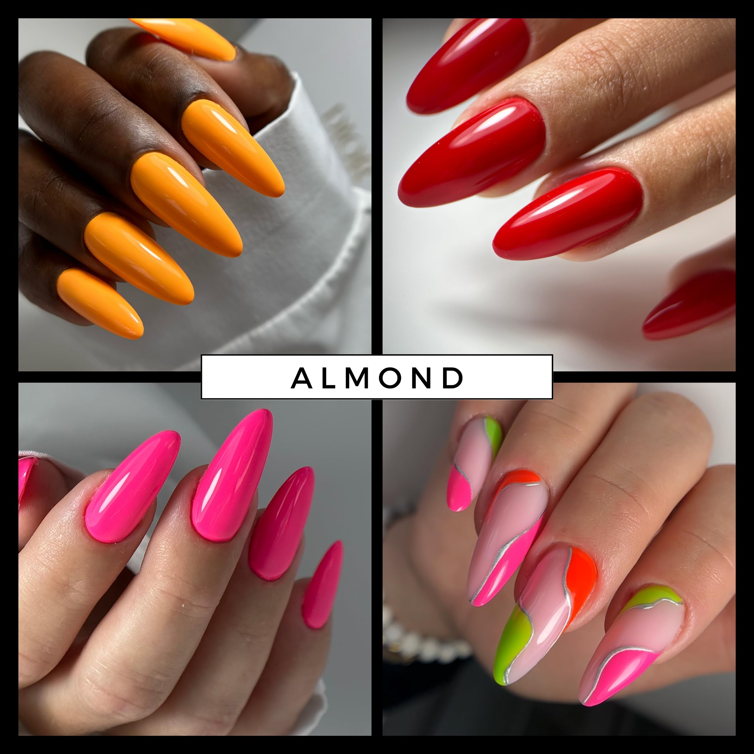 Top view of MGART transparent almond nail extension molds