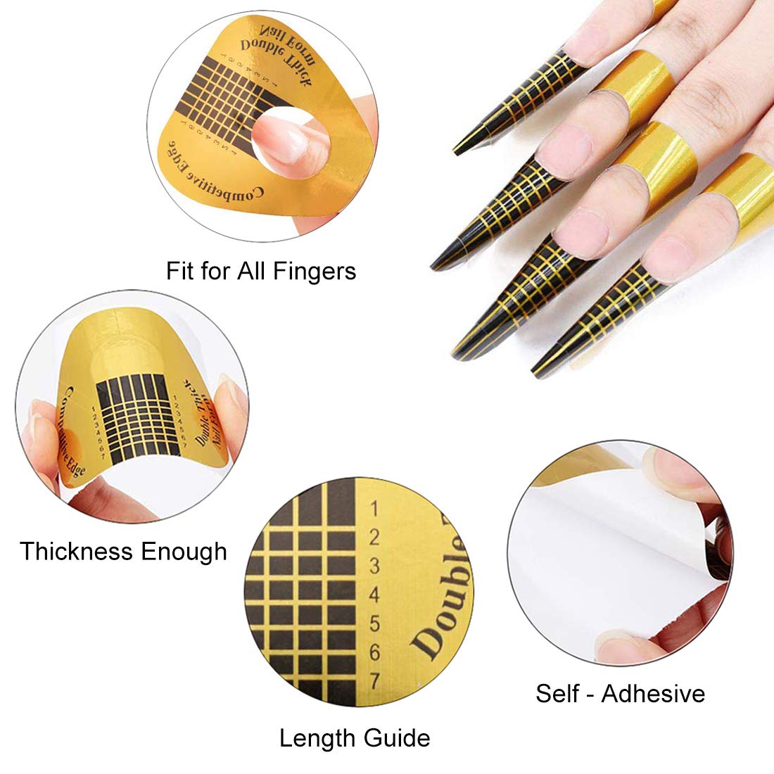 Treamlyn nail forms applied to fingers for acrylic extension