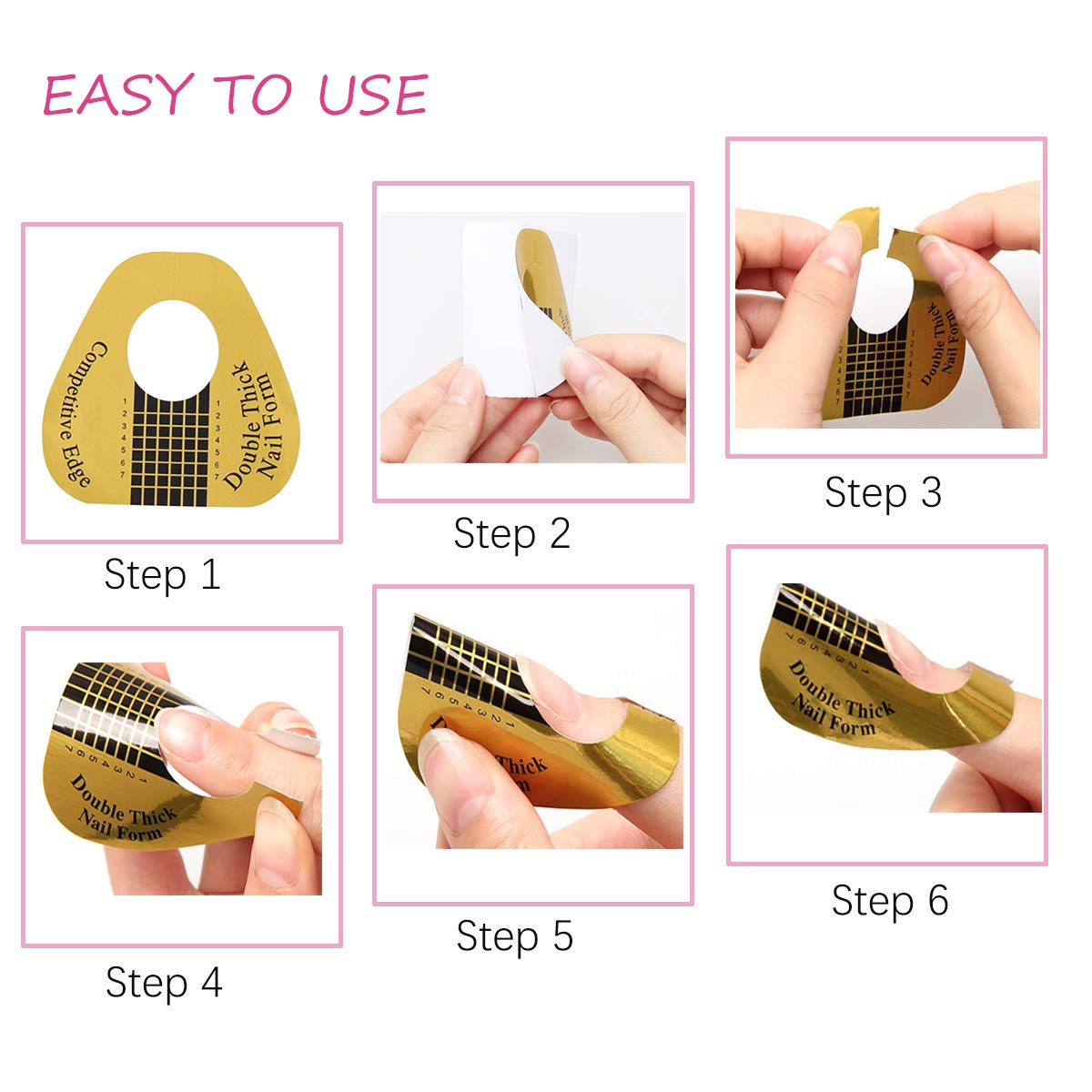 Top view of gold horseshoe shaped nail sculpture stickers
