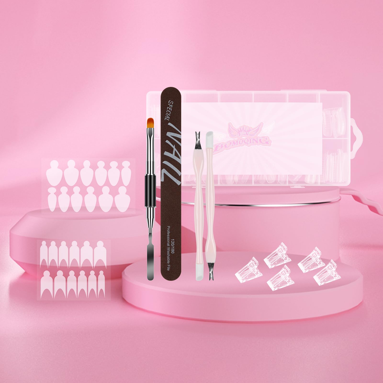 Close up of 144 pieces full cover false nail tips