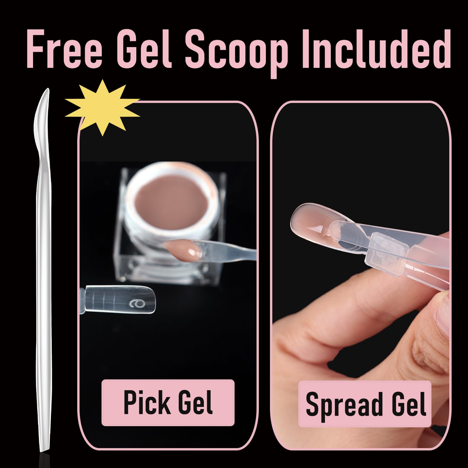 Wellquinn dual-ended gel scoop tool for polygel application