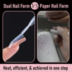 Demonstration of dual nail forms applied to fingers for gel extension